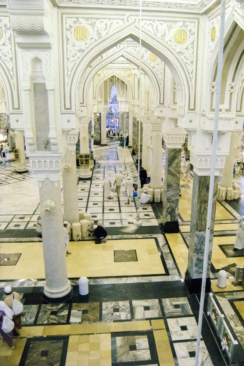 The interior of the al-Haram Mosque in Mecca, Saudi Arabia, is magnificently decorated from floor to ceiling - © ahmad faizal yahya/Shutterstock